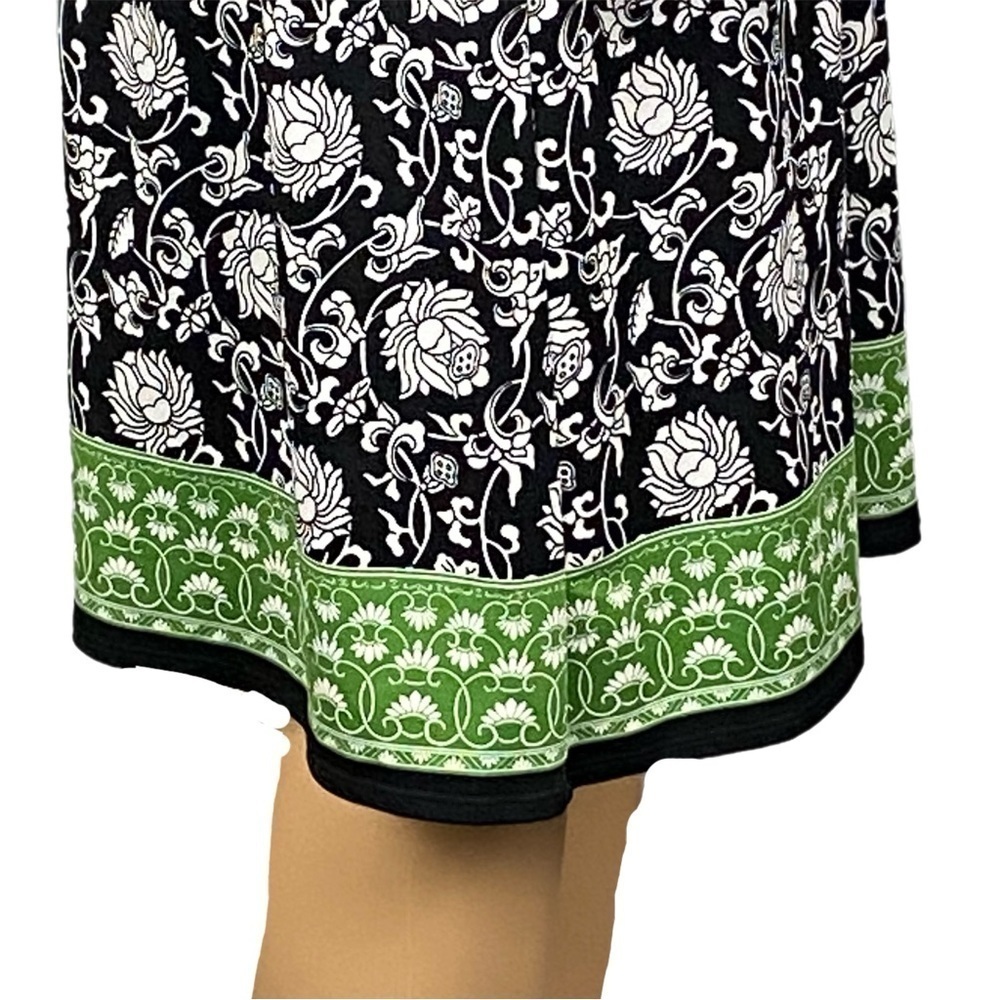 MAX STUDIO black & ivory surplice dress with shirred waist/sleeves. Medium. EUC - Picture 6 of 12